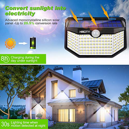 Solar Lights Outdoor 120 LED with Lights Reflector and 3 Lighting Modes,Solar Motion Sensor Security Lights, IP65 Waterproof Solar Powered Wall Lights for Garden Patio Yard Deck Pendant Lights(4-Pack)