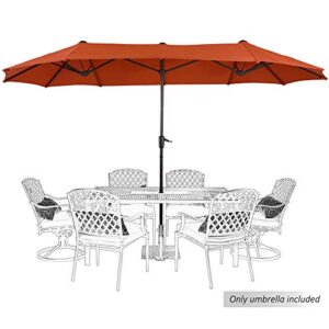 phi villa 13ft outdoor market umbrella double-sided twin large patio umbrella with crank, orange red