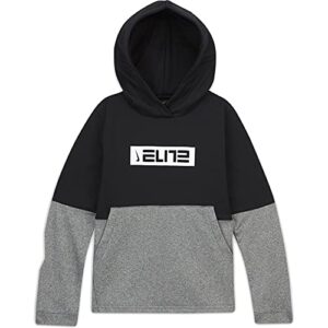 Boy's Therma Elite Pullover Hoodie (Large, Black/Carbon Heather/White)