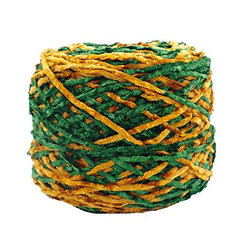 250g Chenille Yarn Fluffy Velvet Chenille Yarn Yellow Green Crochet Knitting Chenille Yarn DIY Knit Yarn Chunky Knit Yarn Bulky Roving Yarn Knitting Materials