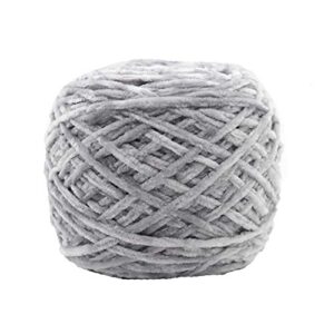chenille velvet yarn light gray chunky knit yarn chunky chenille yarn diy knit yarn crochet scarf soft yarn bulky vegan soft yarn polyester crochet thread 100g