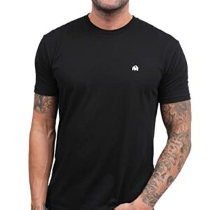 INTO THE AM Premium Men's Fitted Crew Neck Basic Tees - Modern Fit Fresh Classic Short Sleeve Logo T-Shirts for Men (Black, Large)