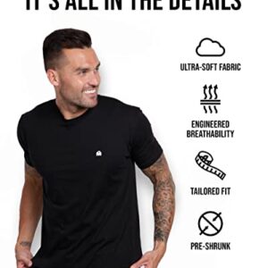 INTO THE AM Premium Men's Fitted Crew Neck Basic Tees - Modern Fit Fresh Classic Short Sleeve Logo T-Shirts for Men (Black, Large)