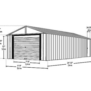 Arrow Shed 12' x 24' Murryhill Garage Galvanized Steel Extra Tall Walls Prefabricated Shed Storage Building, 12' x 24', Flute Gray