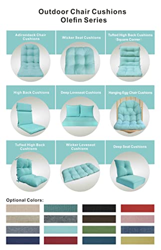 BOSSIMA Outdoor Indoor High Back Chair Tufted Cushions Comfort Replacement Patio Seating Cushions Set of 2 Light Blue