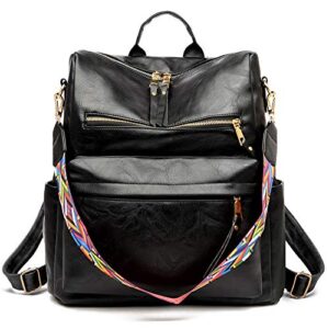 zocilor women's fashion backpack purse multipurpose design convertible satchel handbags and shoulder bag pu leather travel bag (black)