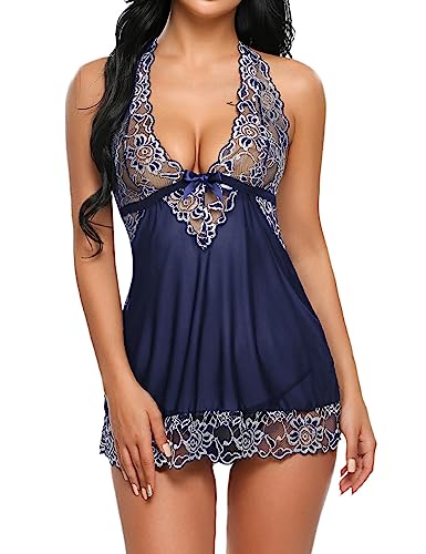 Avidlove Lingerie for Women Sexy Naughty Babydoll Lingerie Plus Size Sleepwear, Navy Blue XXL