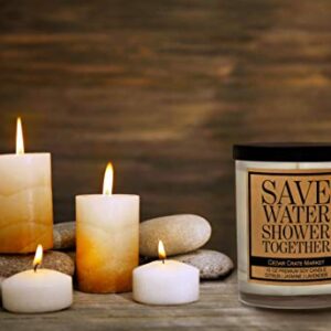 Save Water Shower Together, Kraft Label Scented Soy Candle, Citrus, Jasmine, Lavender, 10 Oz. Glass Jar Candle, Made in The USA, Decorative Candles, Funny and Sassy Gifts