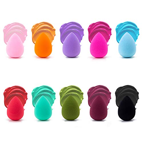 AJOKE 10 Pcs Perfect Makeup Sponge Set Blender Flawless for Liquid, Multi-colored Beauty Makeup Sponges