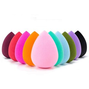 ajoke 10 pcs perfect makeup sponge set blender flawless for liquid, multi-colored beauty makeup sponges