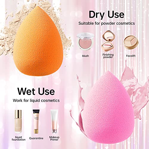 AJOKE 10 Pcs Perfect Makeup Sponge Set Blender Flawless for Liquid, Multi-colored Beauty Makeup Sponges