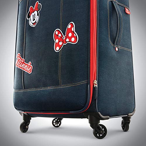 American Tourister Disney Softside Luggage with Spinner Wheels, Minnie Mouse Denim, Checked-Large 28-Inch