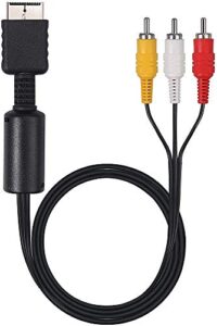 ps2 ps1 ps3 to av cable 6ft av cable compatible for playstation 1 2 3 replace av cable - black