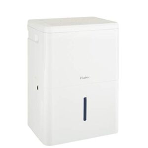 Haier 50 Pint Portable Dehumidifier with Pump, Perfect for Bedroom, Basement & Garage, Ideal for High Humidity or Wet Areas, Built-in Pump, Energy Star Certified, White