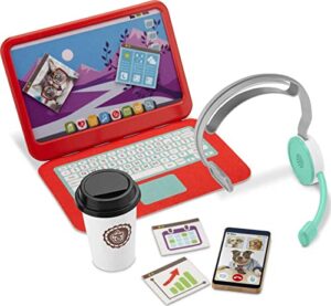 fisher-price my home office, pretend work station 8-piece play set for preschool kids ages 3 years and up, includes 1 toy