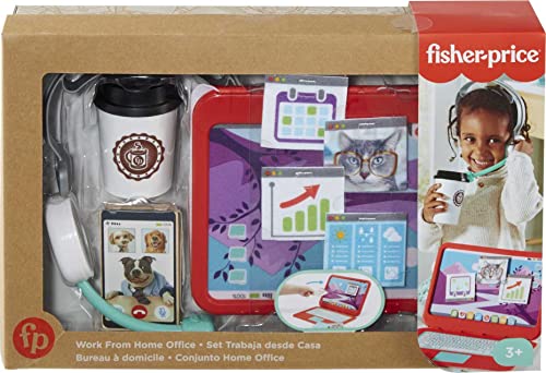 Fisher-Price My Home Office, pretend work station 8-piece play set for preschool kids ages 3 years and up, Includes 1 Toy