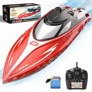 deerc h120 rc boat 20+ mph, fast remote control boats for pools and lakes, 2.4 ghz racing boats for kids & adults with rechargeable battery,low battery alarm,capsize recovery,gifts for boys girls