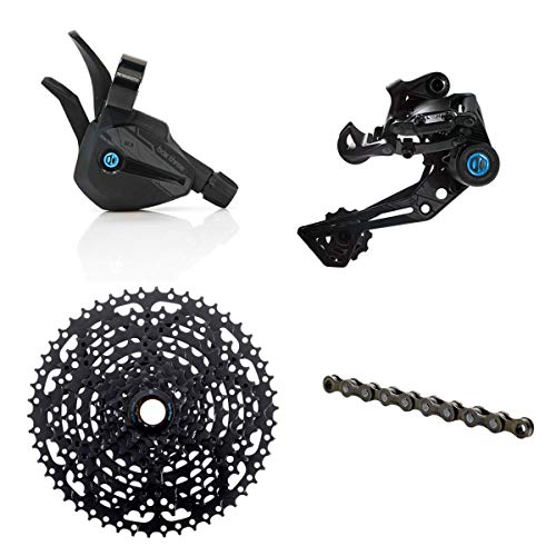 Box Three 1x9 Prime 9 Wide Range (11-46T) Multi-Shift Cycling Groupset Mountain Bike - Matte Black, 9 Speed 1x Drivetrain with Shifter, Derailleur, Freehub Cassette, Chain Components