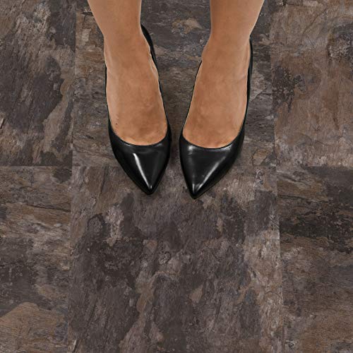 FloorPops FP3330 Brownstone Peel & Stick Floor Tiles, Brown