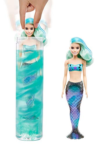 Barbie Color Reveal Doll & Accessories, 7 Surprises Including Mermaid Tail & Color-Change Hair & Face (Styles May Vary)