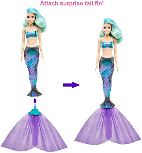 Barbie Color Reveal Doll & Accessories, 7 Surprises Including Mermaid Tail & Color-Change Hair & Face (Styles May Vary)