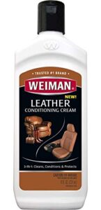 weiman 3 in 1 deep leather cleaner & conditioner cream - restores leather surfaces - use on leather furniture, car seats, shoes, bags, jackets, saddles