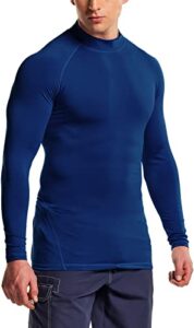 tsla men's upf 50+ long sleeve rash guard, uv/spf quick dry swim shirt, water surf swimming shirts, basic guard navy, x-large