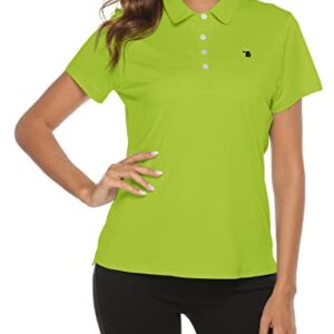 Rdruko Women's Golf Polo T Shirts Lightweight Moisture Wicking Short Sleeve Shirt Quick Dry 4-Button(Green, US S)