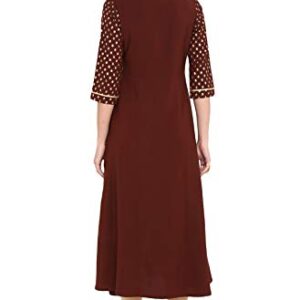 Janasya Indian Women's Tunic Tops Crepe Kurti for Women(JNE3396-KR-XL) Brown