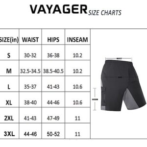 Men's Mountain Bike Shorts 3D Padded Bicycle MTB Shorts Loose-fit Lightweight MTB Cycling Shorts (Black-XL)