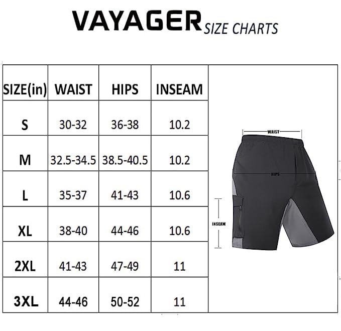 Men's Mountain Bike Shorts 3D Padded Bicycle MTB Shorts Loose-fit Lightweight MTB Cycling Shorts (Black-XL)