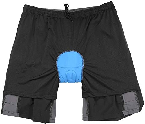 Men's Mountain Bike Shorts 3D Padded Bicycle MTB Shorts Loose-fit Lightweight MTB Cycling Shorts (Black-XL)