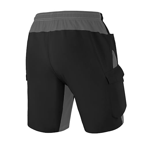 Men's Mountain Bike Shorts 3D Padded Bicycle MTB Shorts Loose-fit Lightweight MTB Cycling Shorts (Black-XL)