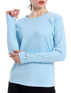 women's upf 50+ uv sun protection shirt outdoor performance long sleeve rash guard shirts for hiking,swim,fishing (blue,s)