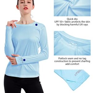 Women's UPF 50+ UV Sun Protection Shirt Outdoor Performance Long Sleeve Rash Guard Shirts for Hiking,Swim,Fishing (Blue,S)