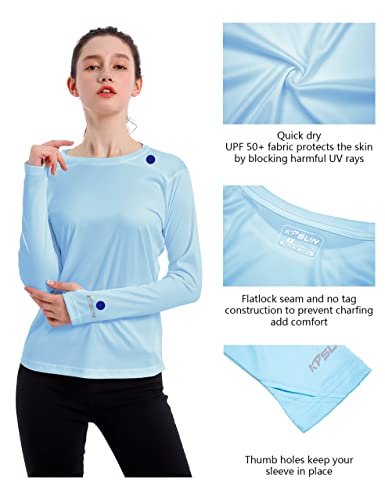 Women's UPF 50+ UV Sun Protection Shirt Outdoor Performance Long Sleeve Rash Guard Shirts for Hiking,Swim,Fishing (Blue,S)