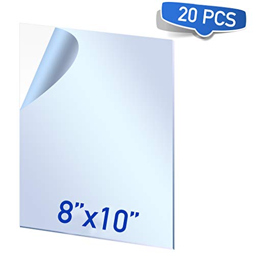 CalPalmy 20 Pack of 8x10” PETG Sheet/Plexiglass Panels 0.040” Thick; Use for Crafting Projects, Picture Frames, Cricut Cutting and More; Protective Film That is Safe for Adults and Children