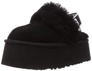 ugg women's funkette slipper, black, 9
