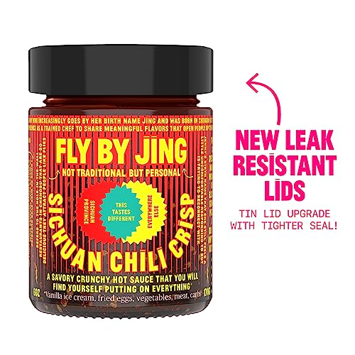 FLYBYJING Sichuan Chili Crisp, Gourmet Spicy Tingly Crunchy Hot Savory All-Natural Chili Oil Sauce w/ Sichuan Pepper, Versatile Hot Sauce Good on Everything and Vegan, 6oz (Pack of 1)