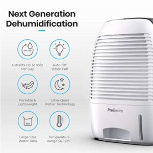 Pro Breeze Premium Electric Dehumidifiers for Bathroom Small, 2200 Cubic Feet (250 sq ft), 52oz Capacity, Compact and Portable for Humidity in Home, Basement, Bedroom, RV, Office, Garage - Dehumidifiers for Home