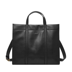 fossil women's carmen leather shopper tote purse handbag, black (model: zb7938001)