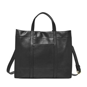 Fossil Women's Carmen Leather Shopper Tote Purse Handbag, Black (Model: ZB7938001)