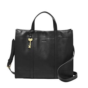 Fossil Women's Carmen Leather Shopper Tote Purse Handbag, Black (Model: ZB7938001)