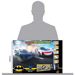 Scalextric Micro Scalextric Justice League Batman vs Joker Battery Powered 1:64 Slot Car Race Track Set G1155T ,Black