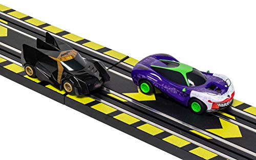 Scalextric Micro Scalextric Justice League Batman vs Joker Battery Powered 1:64 Slot Car Race Track Set G1155T ,Black