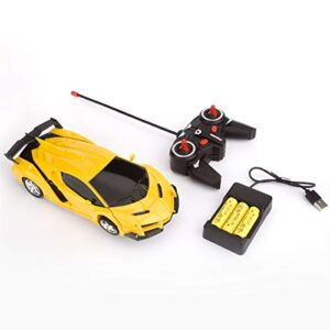 VLSEEK Remote Control Car, Rc Car Transform Robot Rechargeable 360°Rotating Stunt 1:18 Deformation Racing Car Toy with Cool Sound & Light, One Button Deformation into Robot