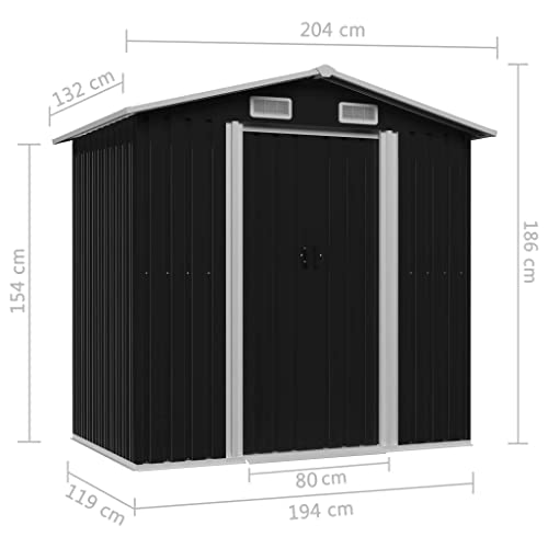 vidaXL Outdoor Storage Shed, Garden Shed, Metal Storage Shed, Backyard Shed for Patio Lawn Bicycles Gardening Tools Lawn Mowers, Brown