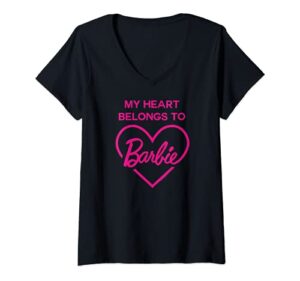 womens barbie: my heart belong to barbie v-neck t-shirt
