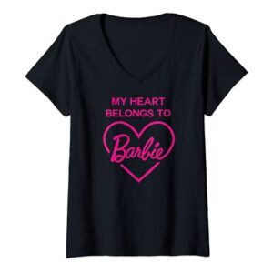 Womens Barbie: My heart belong to Barbie V-Neck T-Shirt