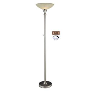 71" Led Floor Lamp with Alabaster Glass Shade and Dimmer Clear Traditional Vintage Nickel